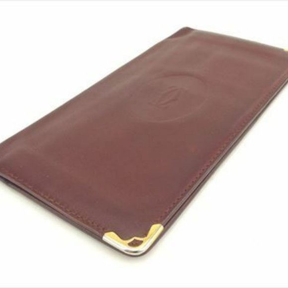 Cartier Wallet Purse Long Wallet Mastline Red Gold Woman Authentic Used